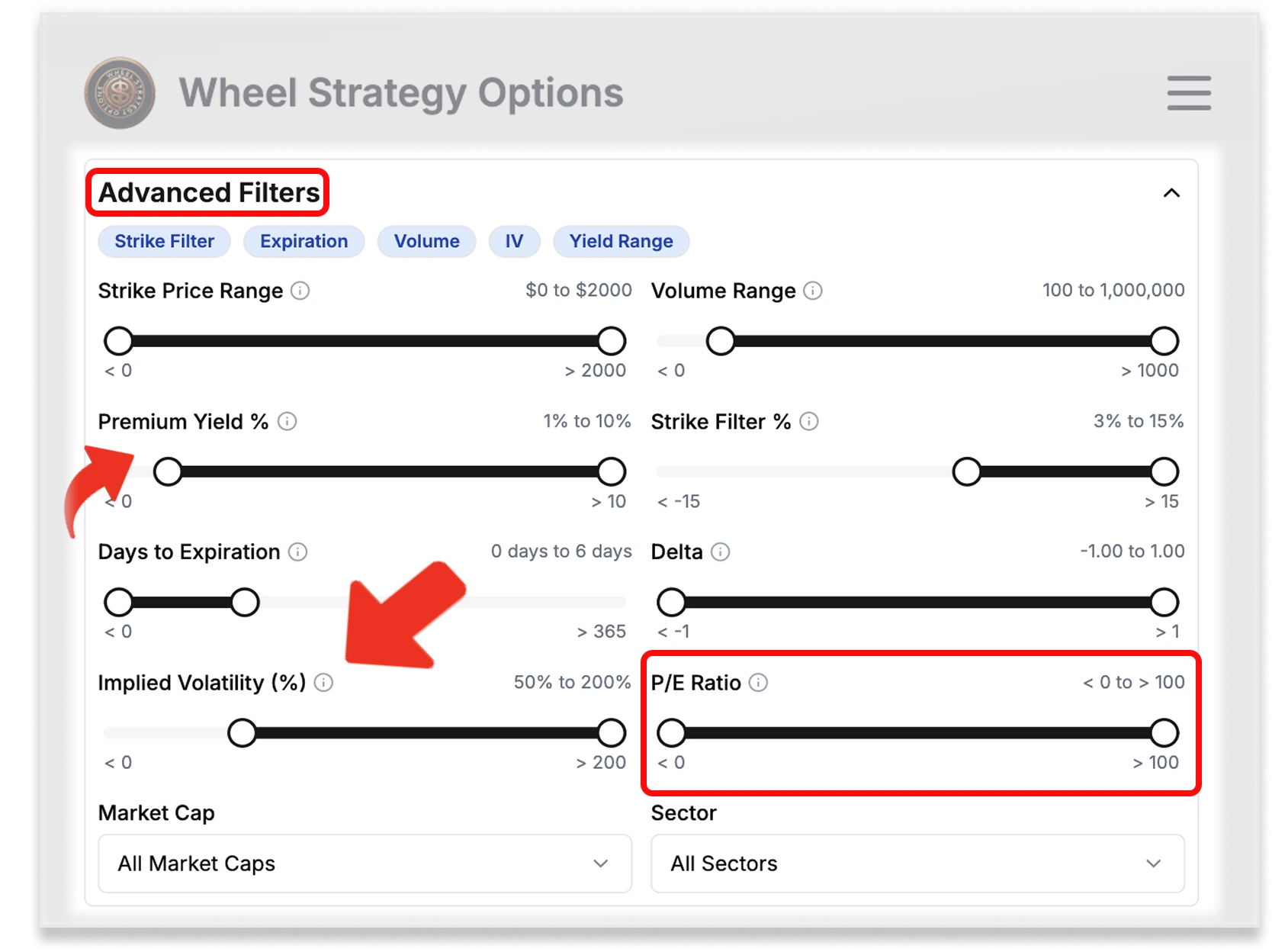 Advanced Filters Interface